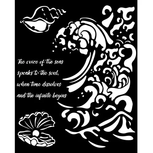 Stamperia - Silent Sea Thick Stencil 20x25cm Wave and Shell (KSTD177)