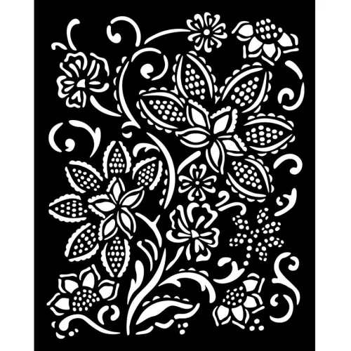 Stamperia - Timeless Thick Stencil 20x25cm Batik Flowers (KSTD180)