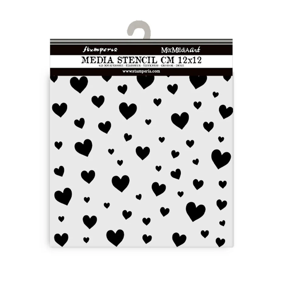 KSTDS42-2 Stamperia - Timeless Thick Stencil 12x12cm Hearts (KSTDS42)