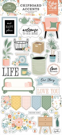 Echo Park - Our Happy Place Chipboard Accents 6x12 (OHP399021)