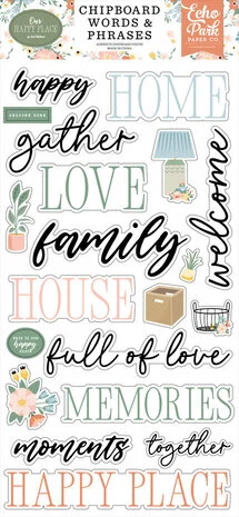 Echo Park - Our Happy Place Chipboard Words & Phrases 6x12 (OHP399022)