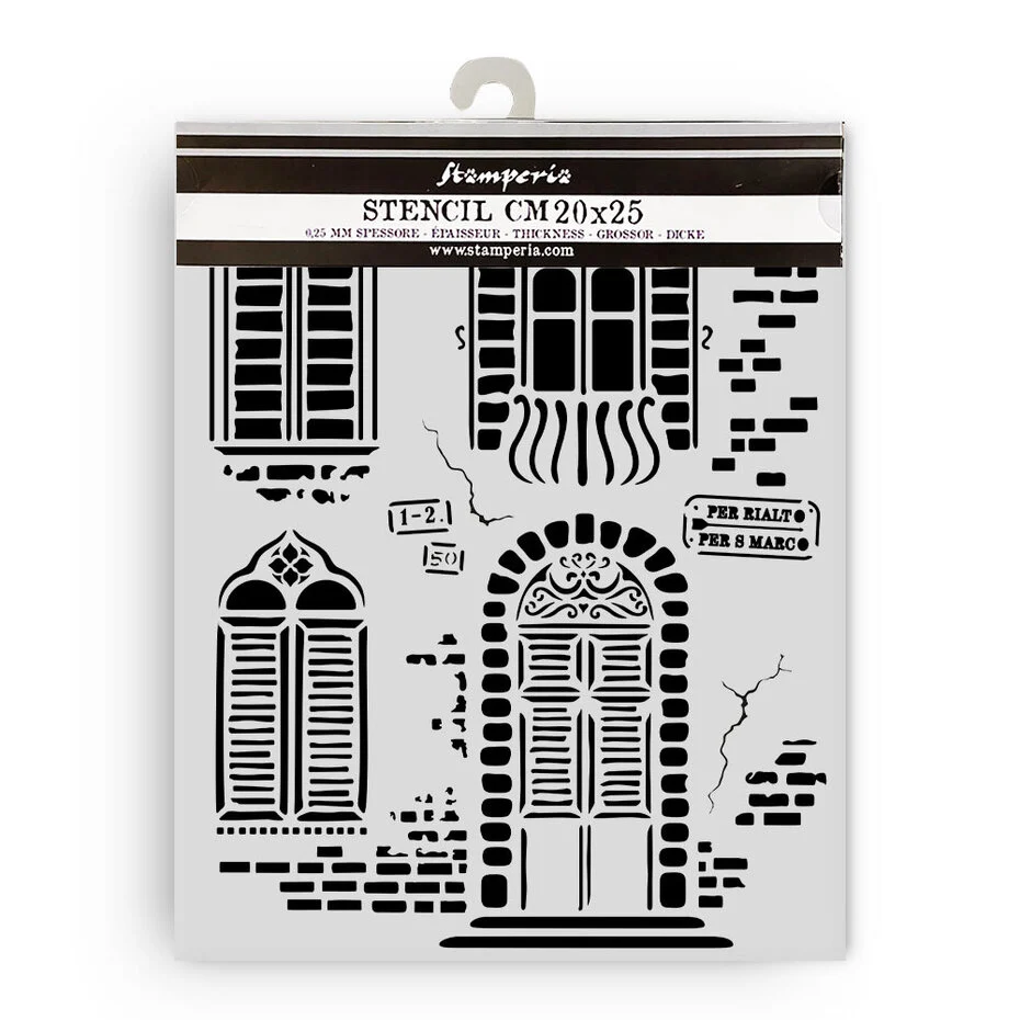 Stamperia - Venice City of Art Thick Stencil 20x25cm Windows (KSTD181)