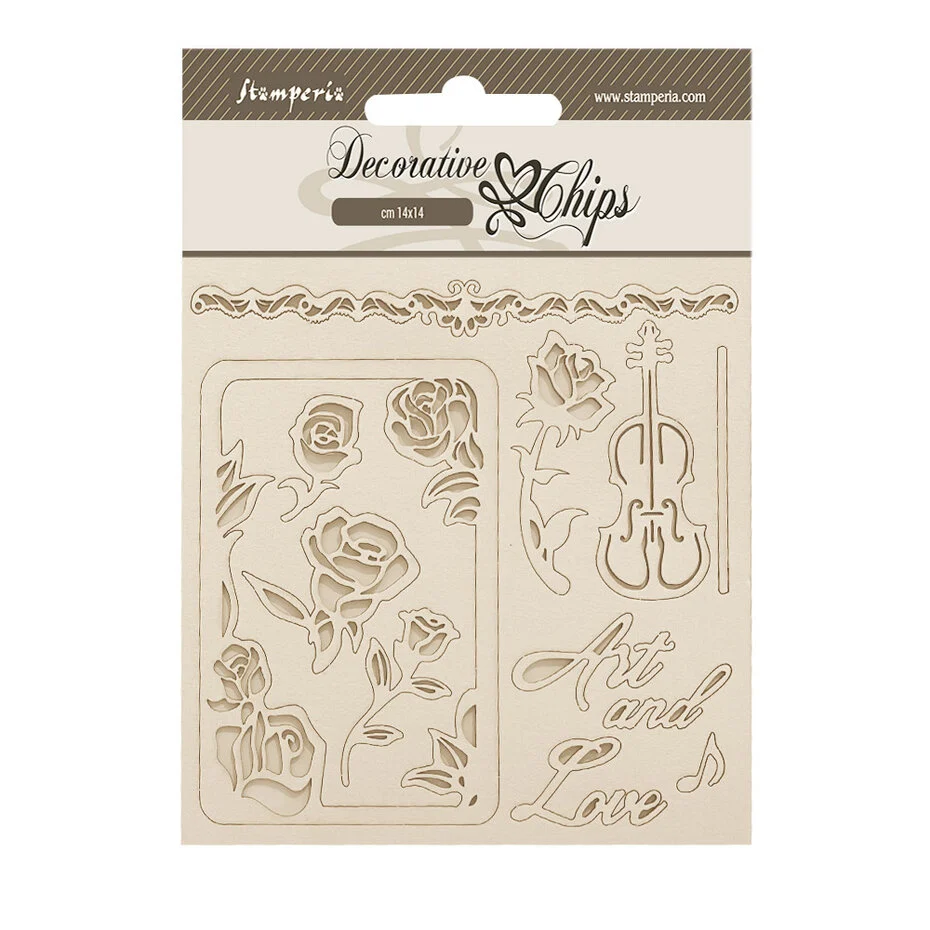 Stamperia - Venice City of Art Decorative chips cm 14x14 Roses and Frame (SCB270)