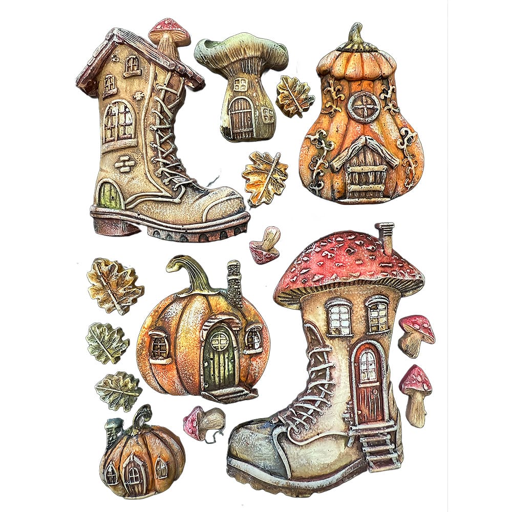 KACMA586_1B Stamperia - Whispering Woods Silicon Mould A5 Boots and Pumpkin House (KACMA586)
