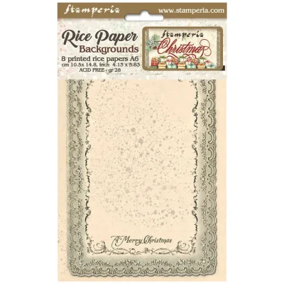 Stamperia - Christmas Rice Paper Selection 8 Rice Paper Backgrounds A6 (DFSAK6028)