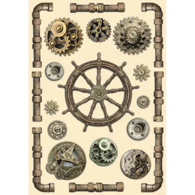 Stamperia - Songs of the Sea Wooden Shape A5 Rudder and Pipes (KLSP148)