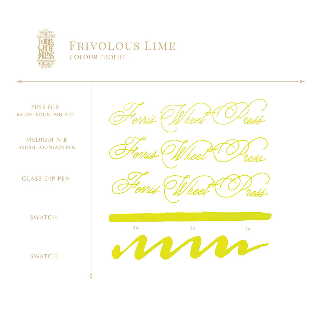 Ferris Wheel Press - 38ml Fountain Pen Ink Freshly Squeezed - Frivolous Lime (INK-38-FL)