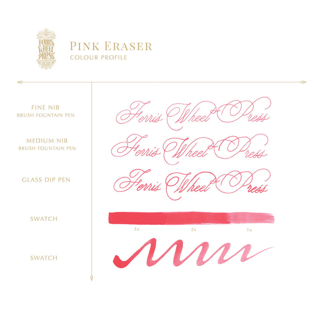 Ferris Wheel Press - 38ml Fountain Pen Ink The High Tea Collection - Pink Eraser (INK-38-PE)