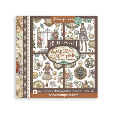 Stamperia - Gardens of Time Rub-On Kit cm 15,5x15,5 (DFLRBX11)
